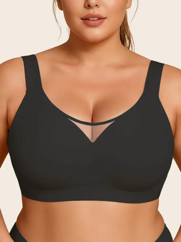 Plus Size Myst Mesh V Neck Wireless Bra