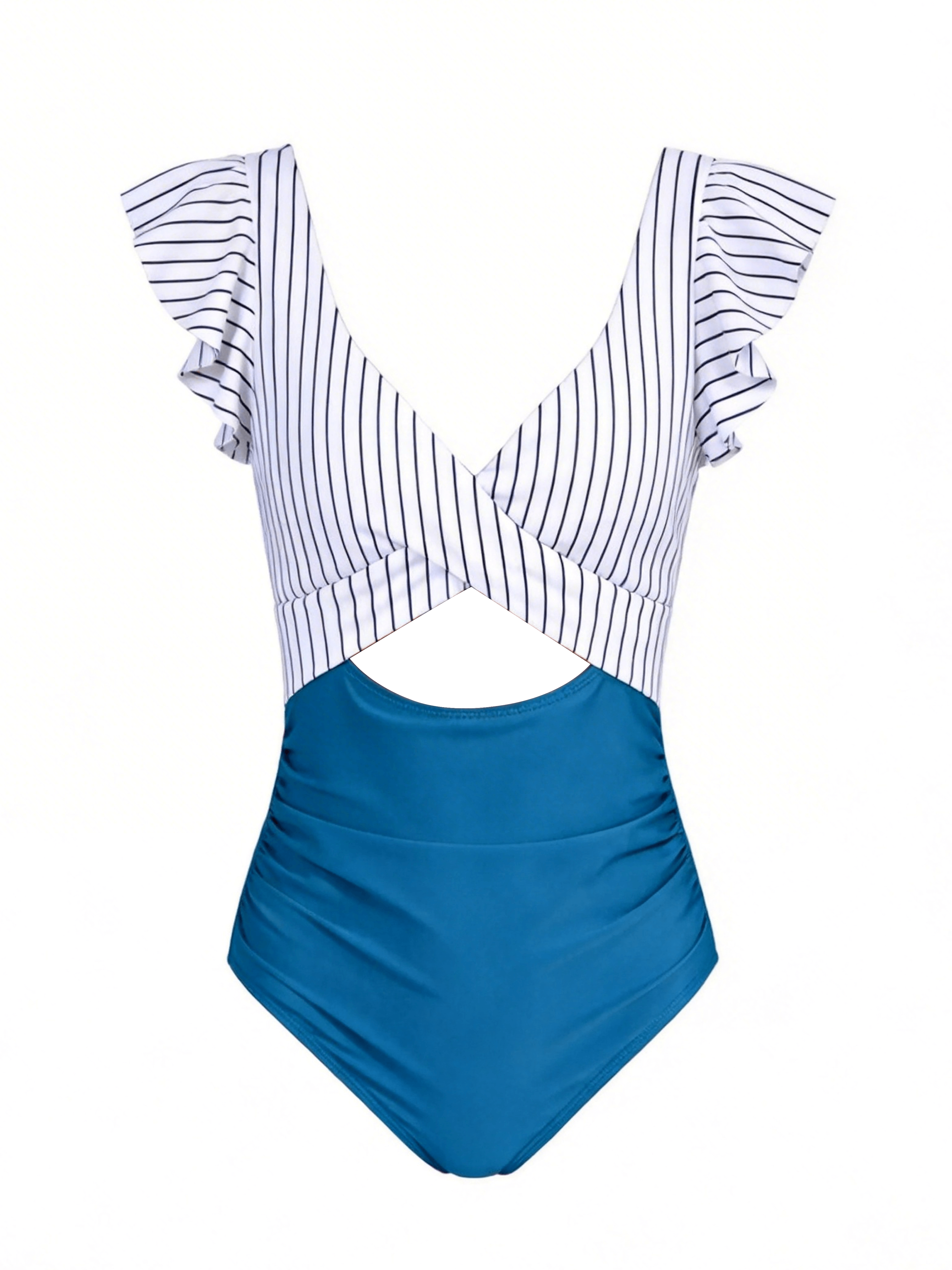 Ruffle Sleeve Cut-Out One Piece Swimsuit