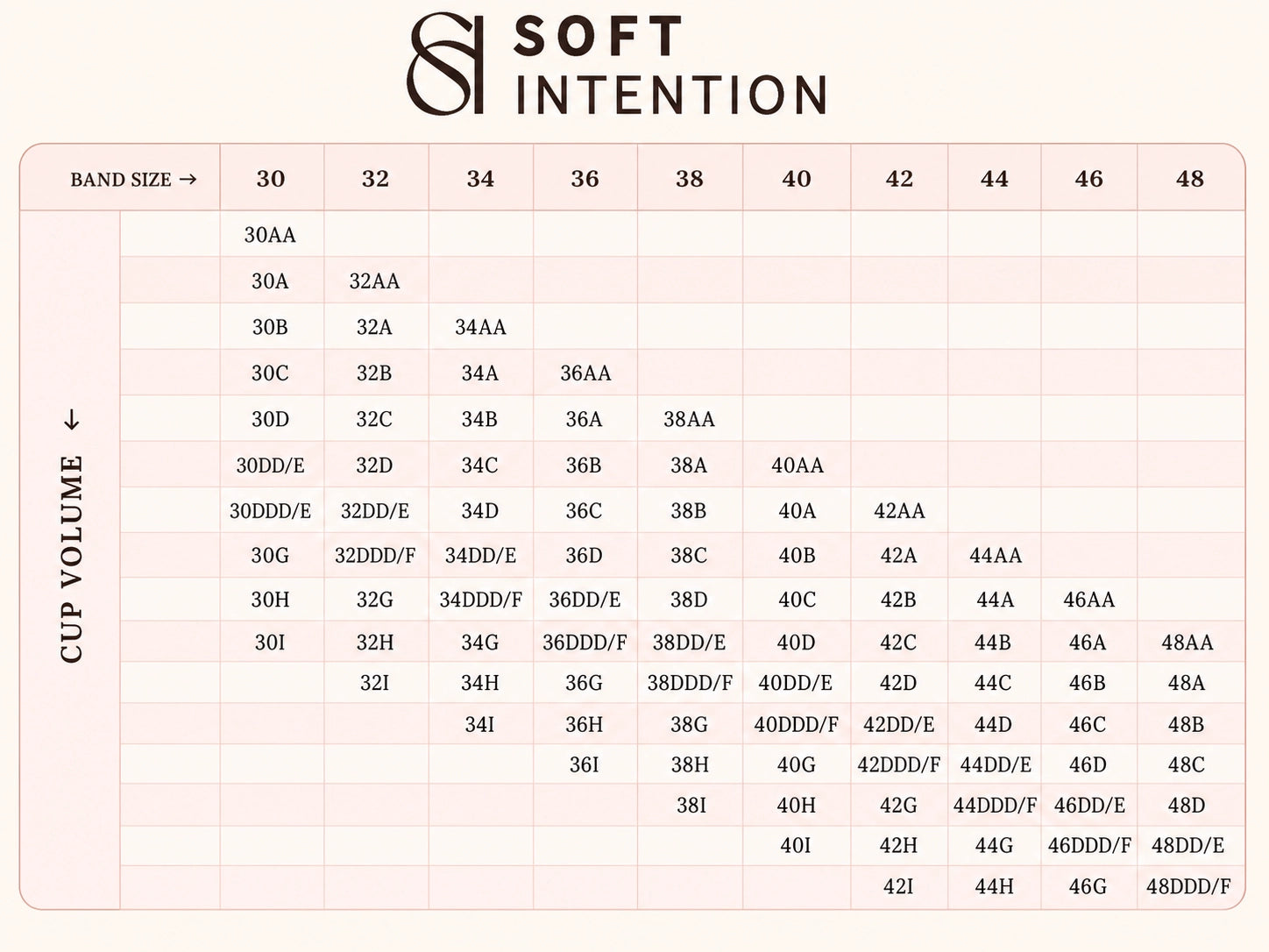 Soft Intention Size Chart