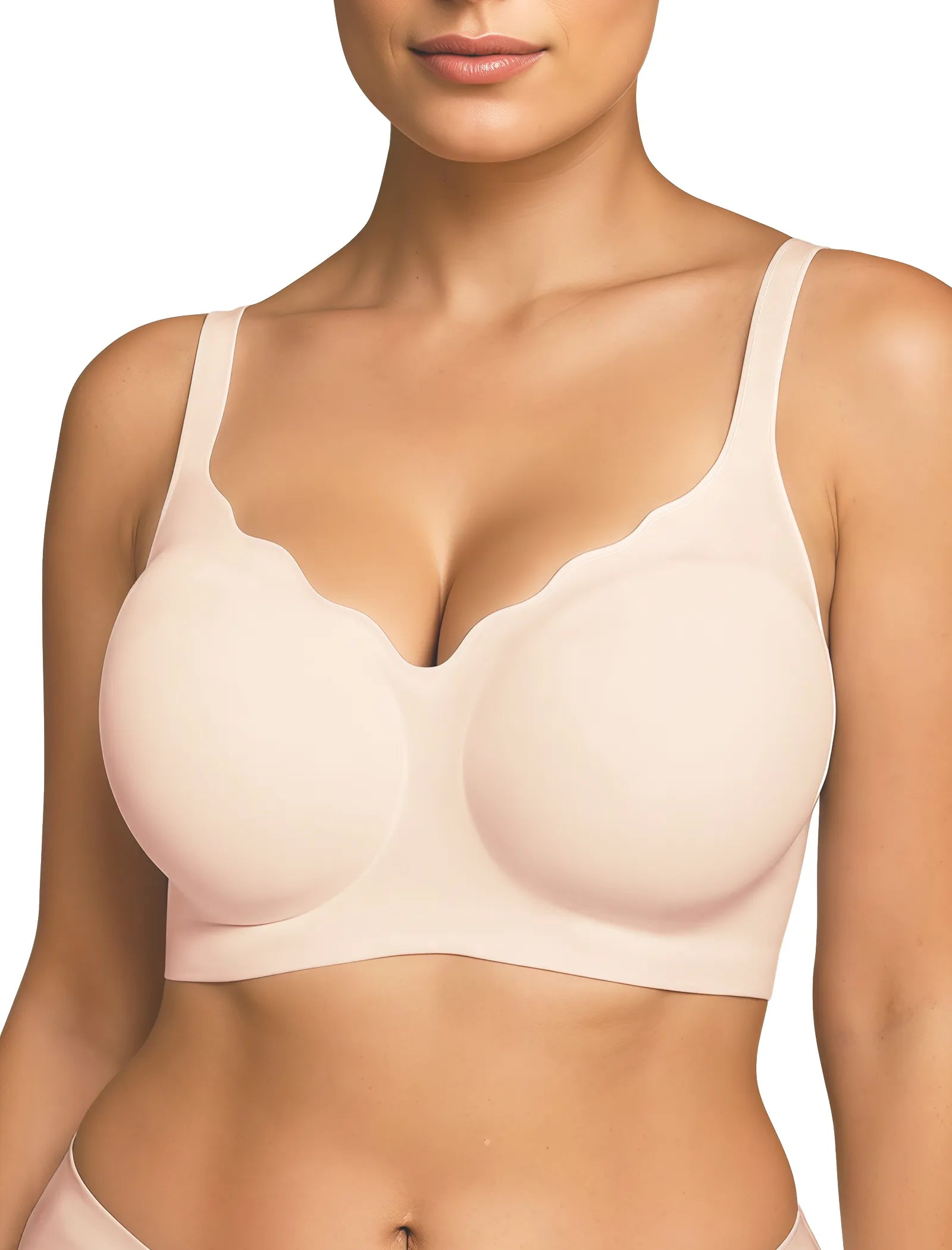 V Neck Scalloped Wireless Bra