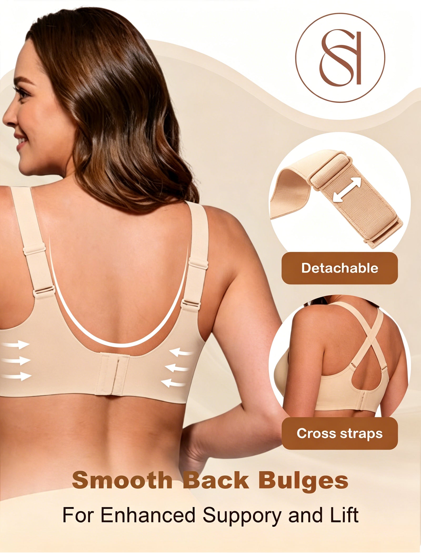 Wireless Full Coverage Seamless W-Shaped Jelly Strap Bra