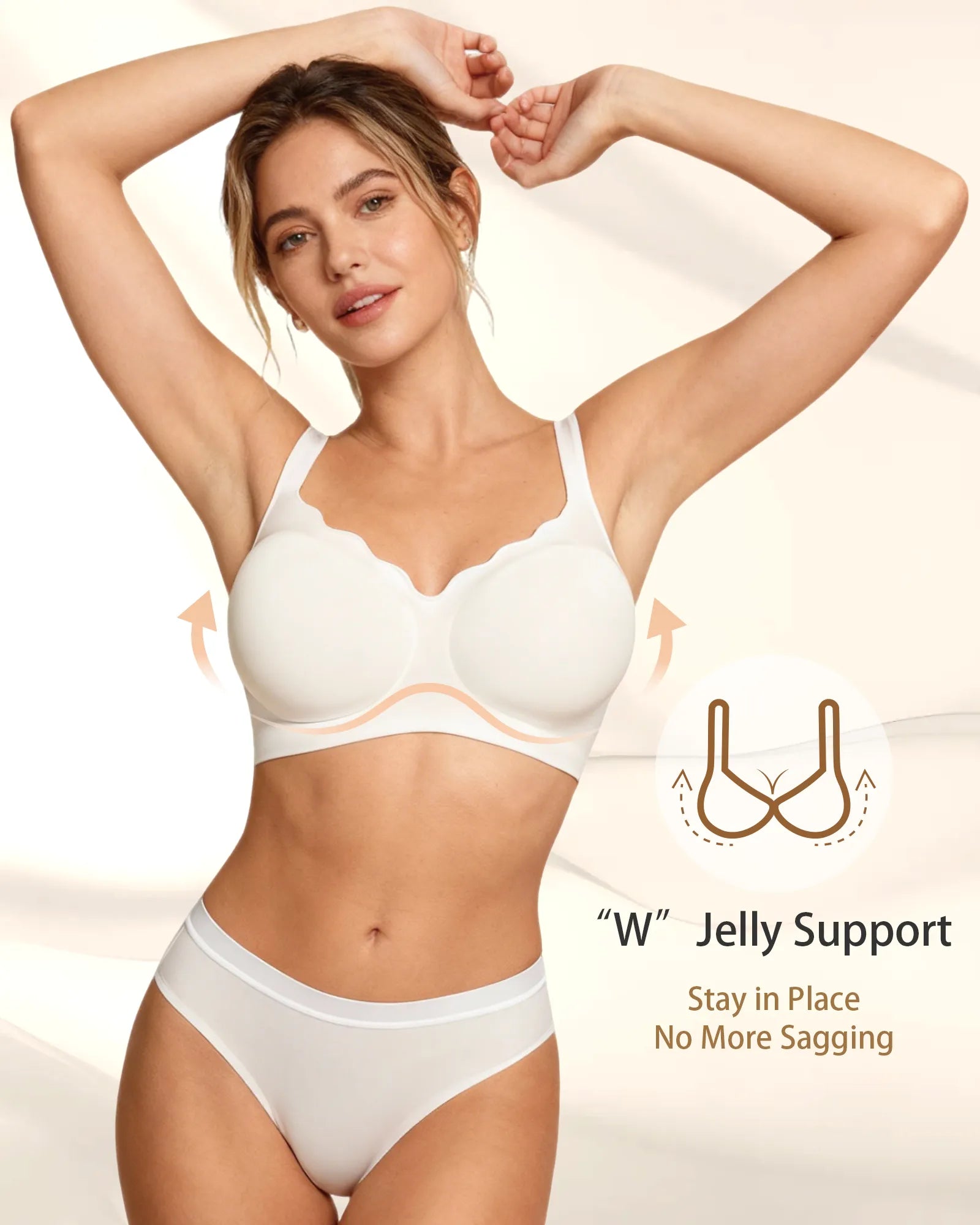 V Neck Scalloped Wireless Bra