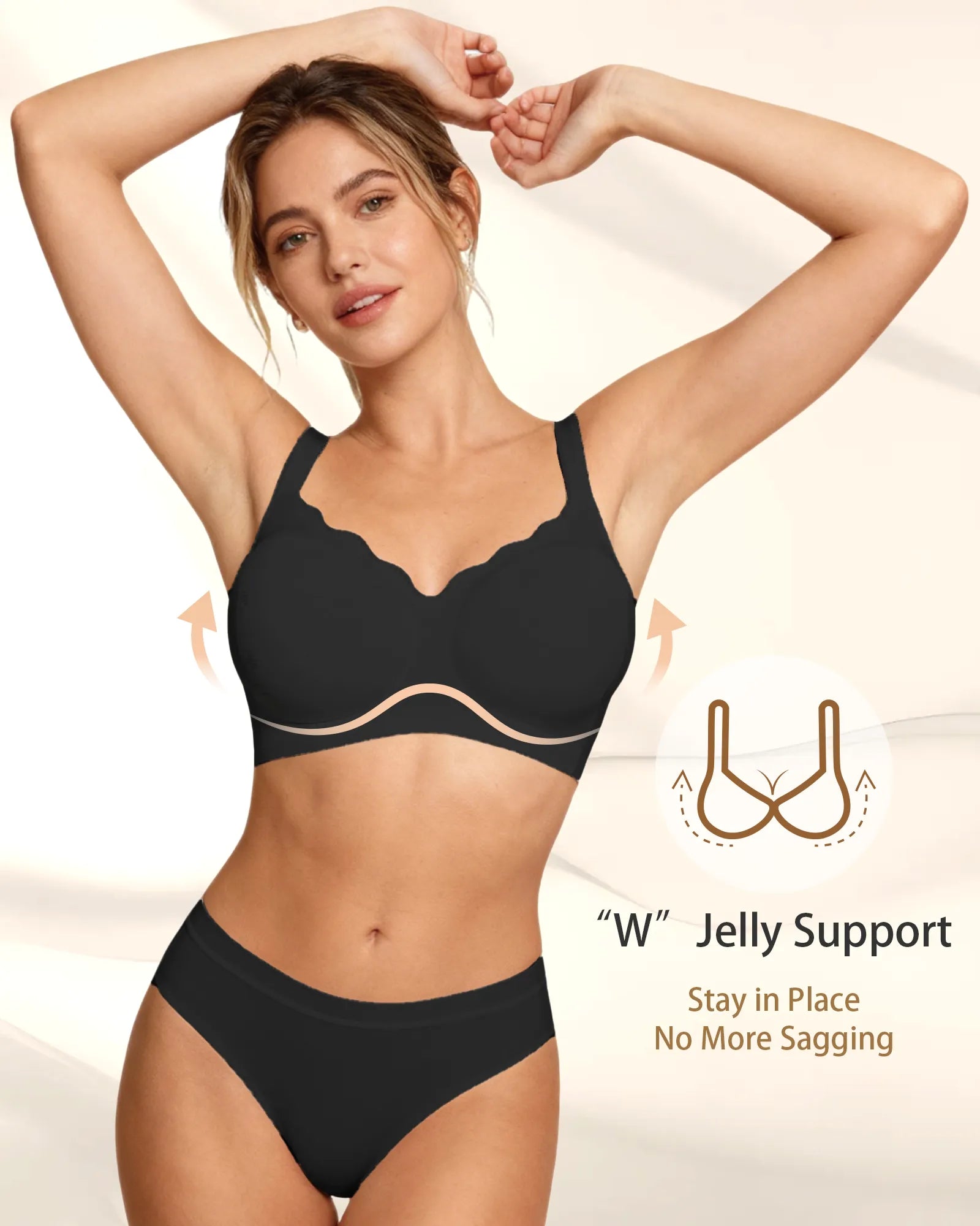 V Neck Scalloped Wireless Bra