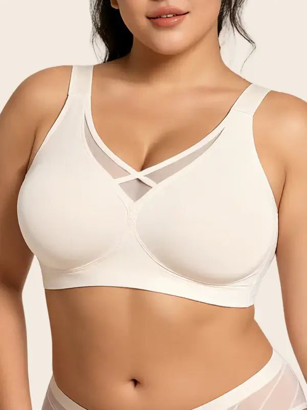 Plus Size Mesh Seamless Wireless Bra
