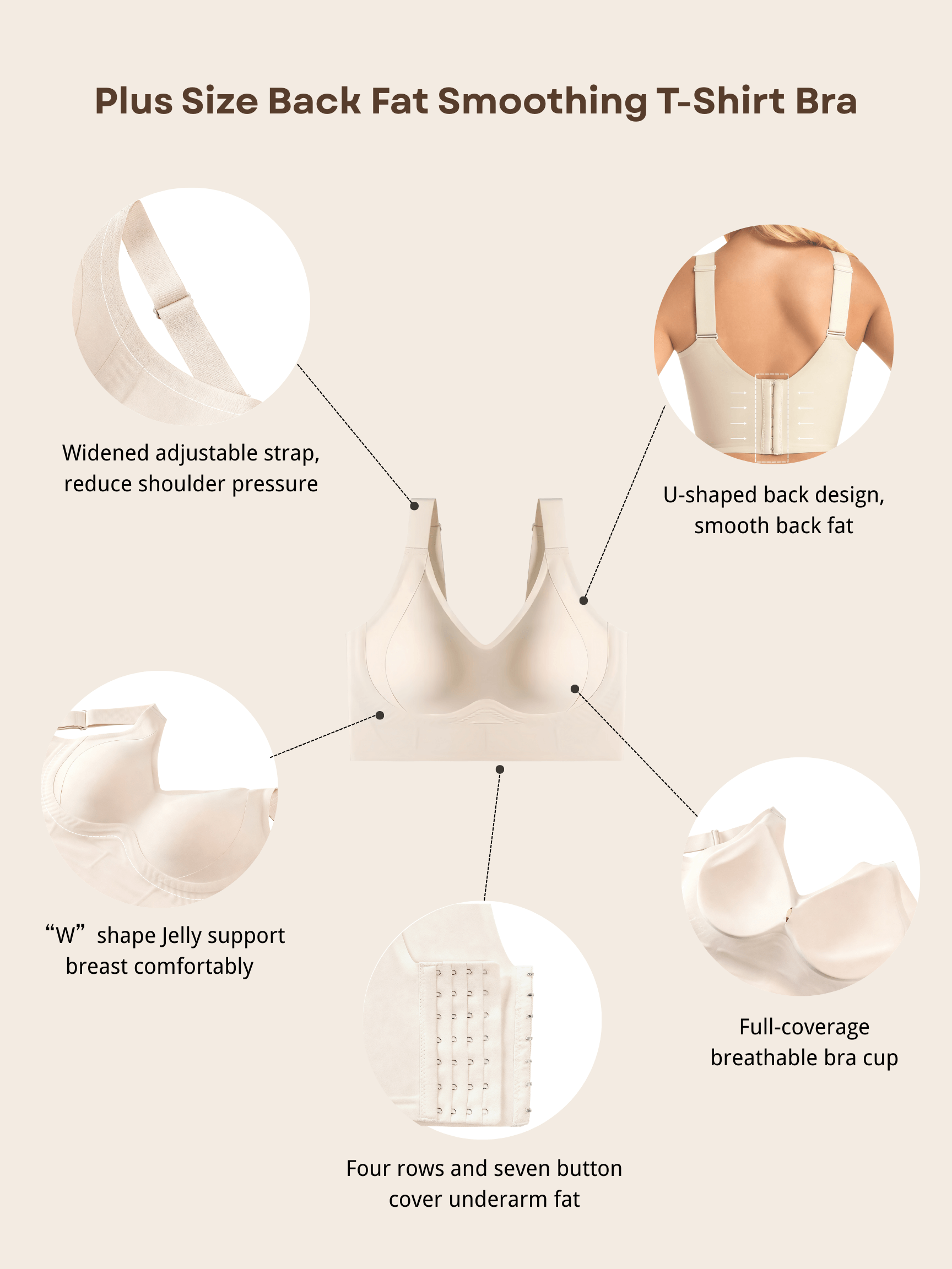 Plus Size Back Fat Smoothing T-Shirt Bra
