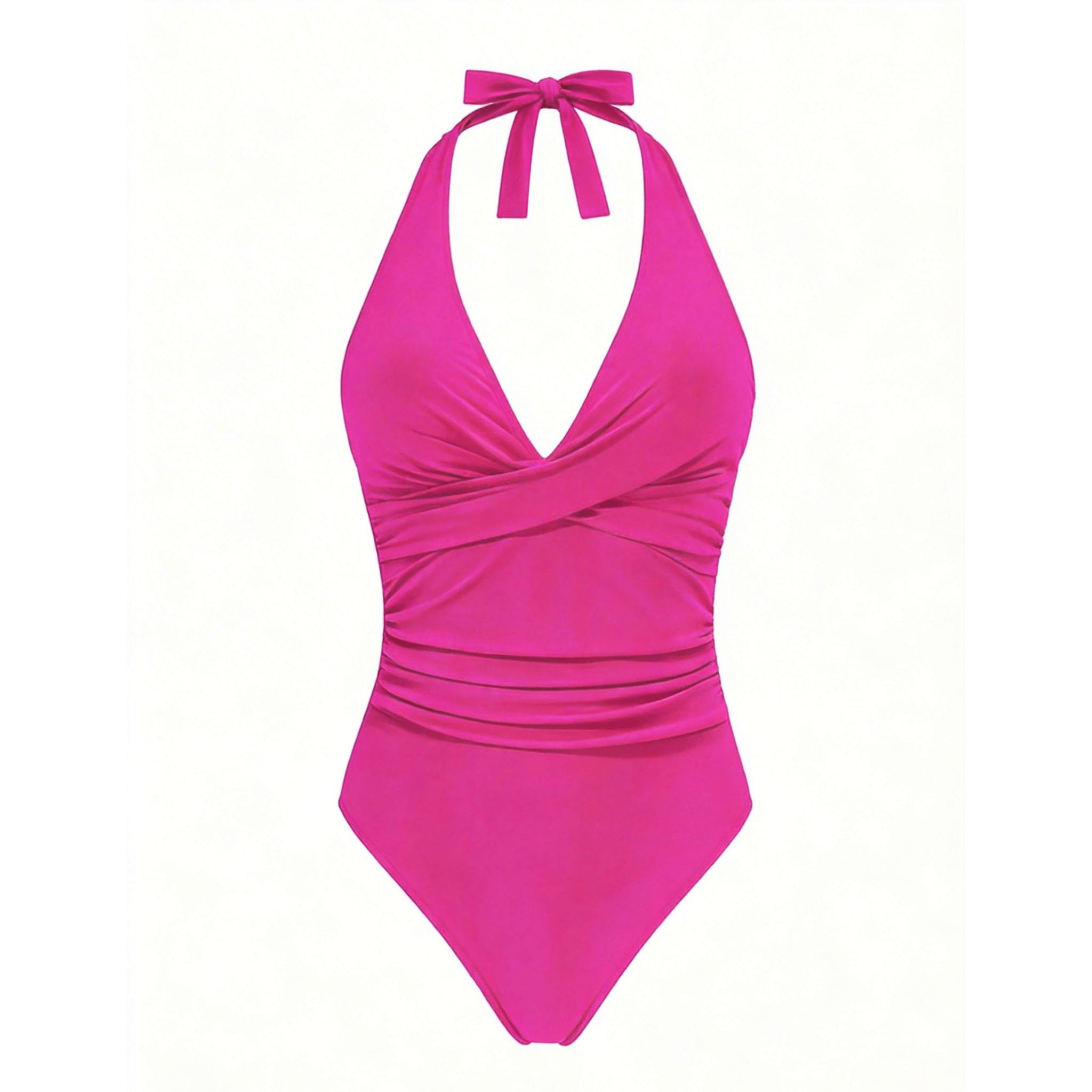 Crossfront Ruched V-Neck Tie-Back One-Piece Swimsuit