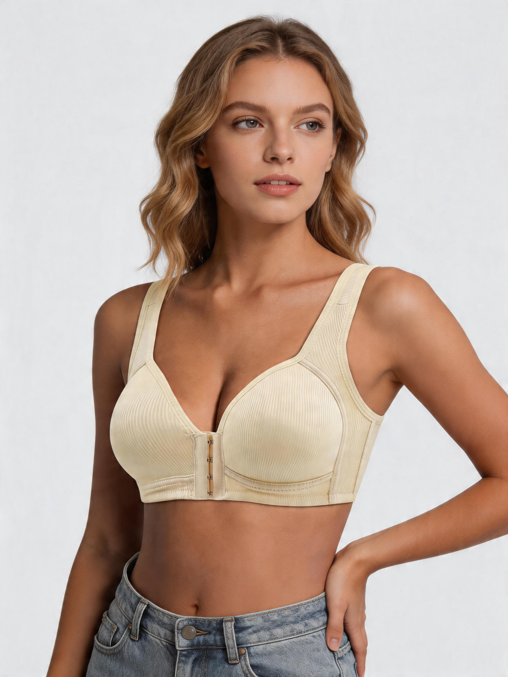 Seamless Back Smoothing Support Wireless Front Closure Bra