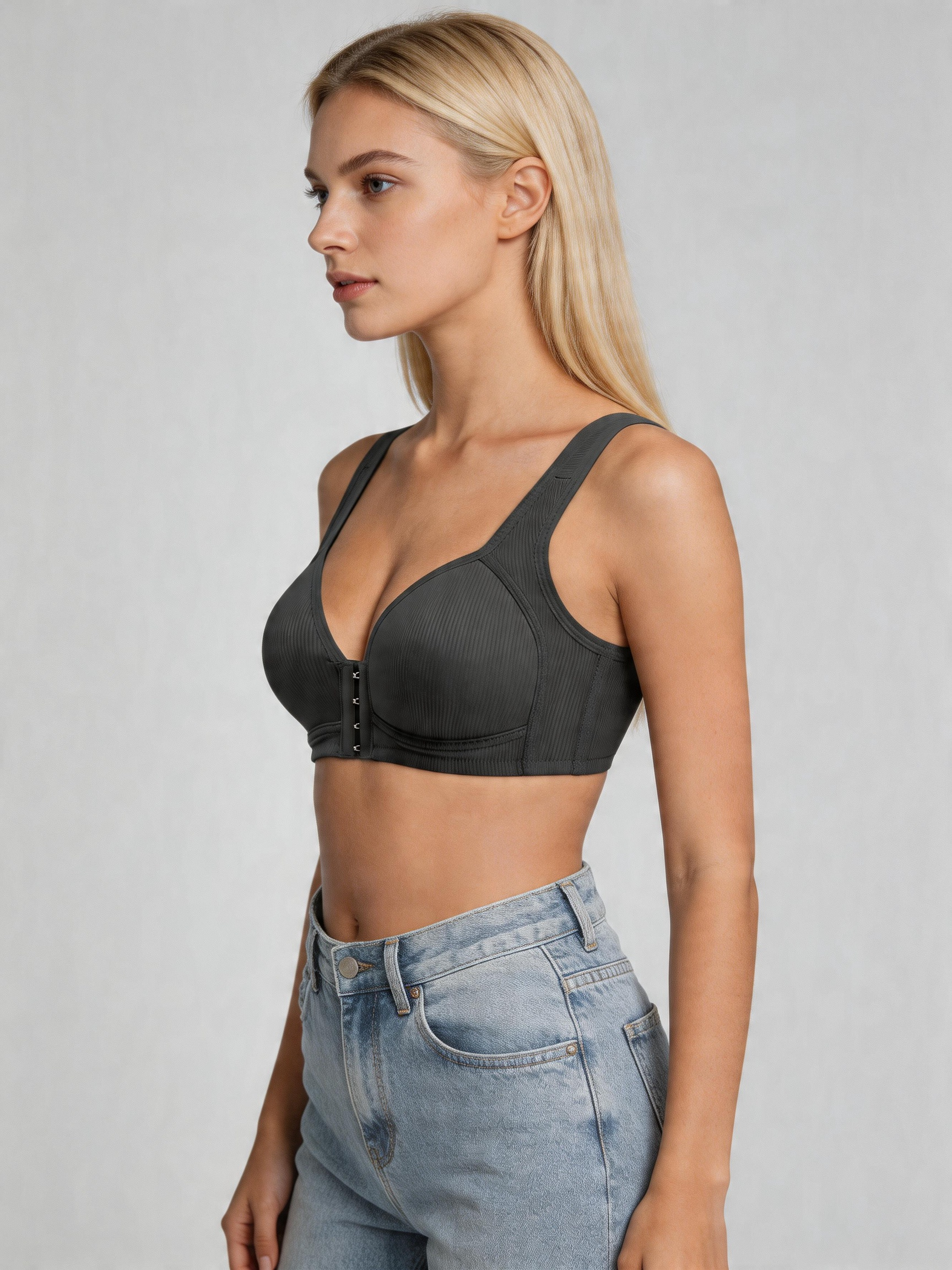 Seamless Back Smoothing Support Wireless Front Closure Bra