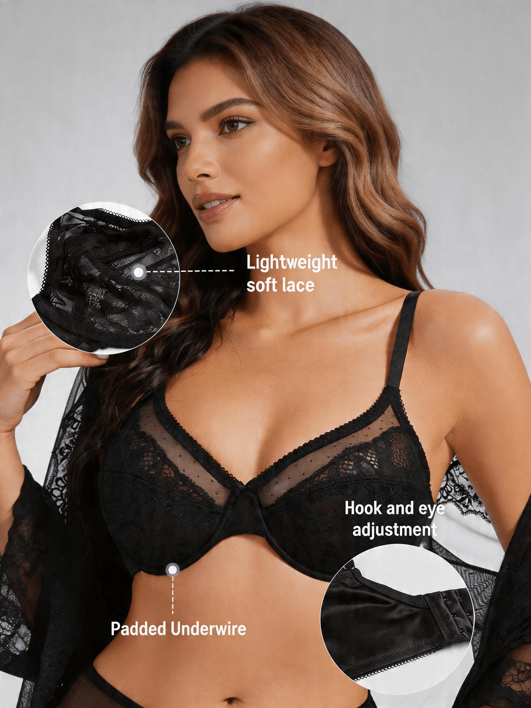 Lace Full Coverage Supportive Underwire Lift Minimizer Bra