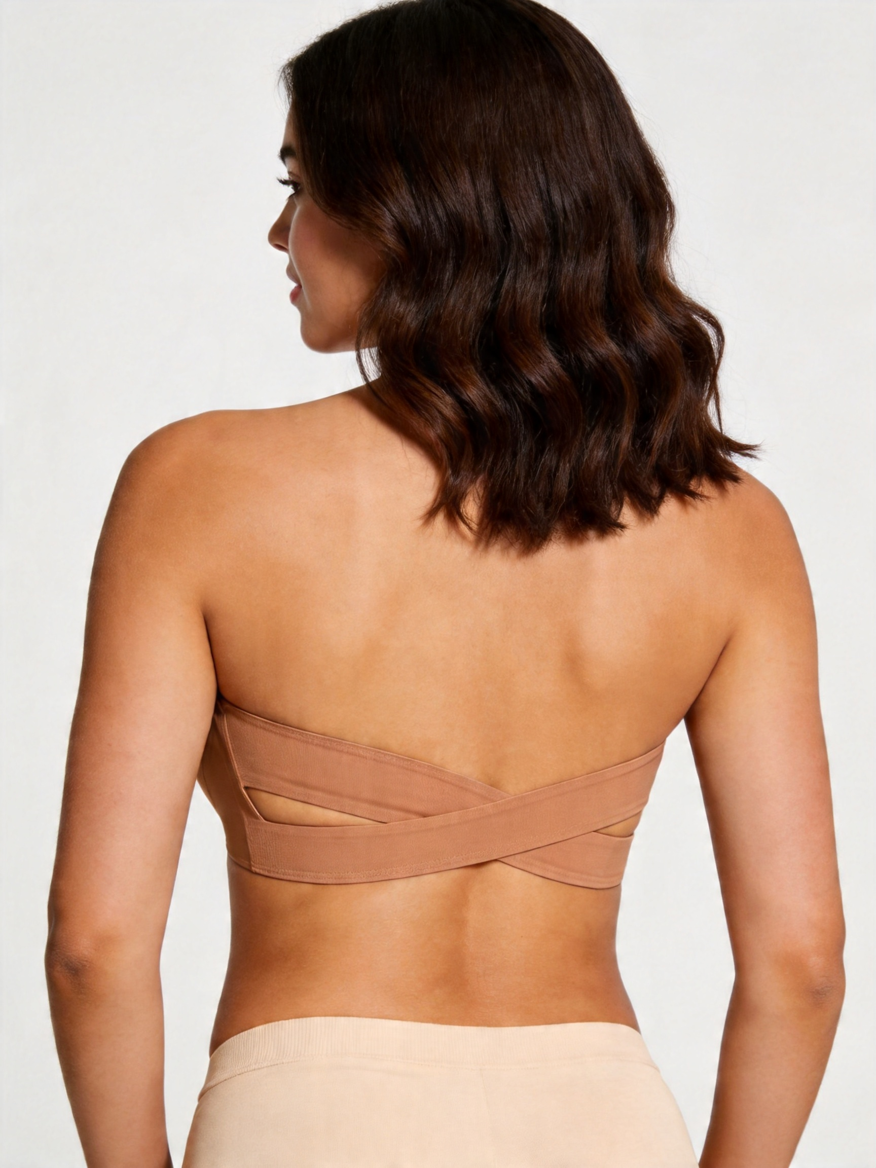 Seamless Strapless Bandeau with Anti Slip Crossover Support