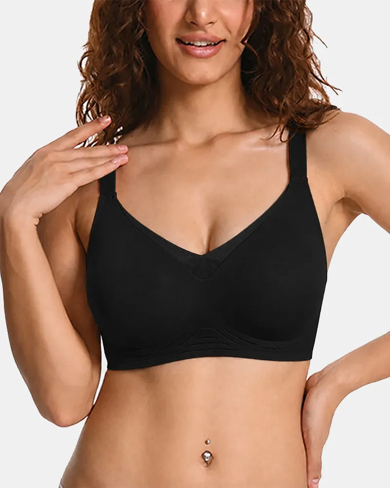 Women's Plus Size Seamless Wireless Bra - Black - Soft Intention-1