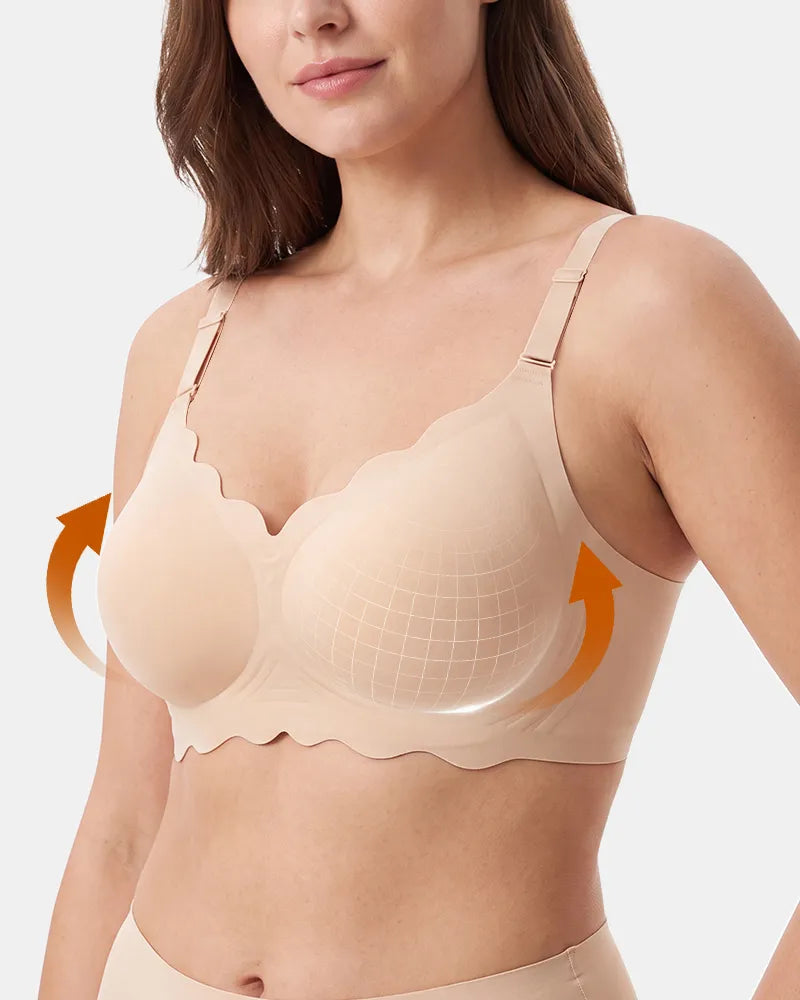 Women's Scalloped Seamless Back Smoothing Support Jelly Bra - Soft Intention-Details-2