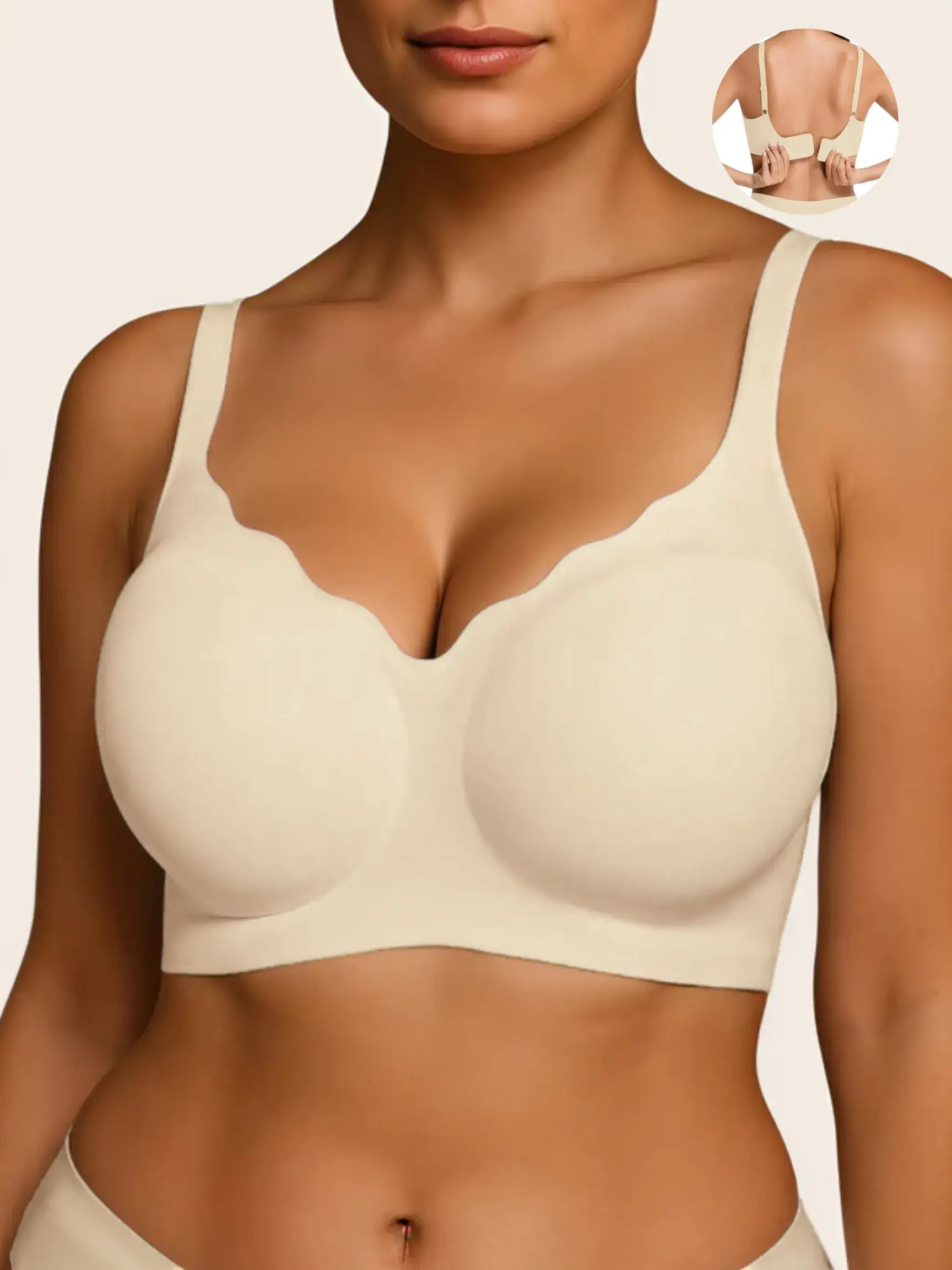 V Neck Scalloped Wireless Bra