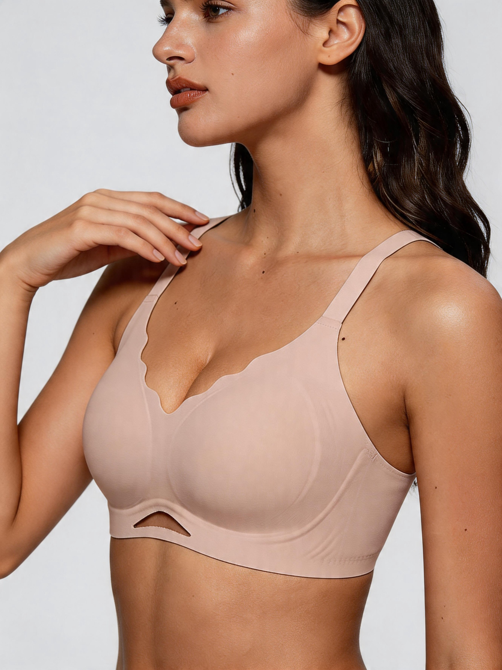 W Shaped Jelly Strip Lift Seamless Wireless Plunge Bra