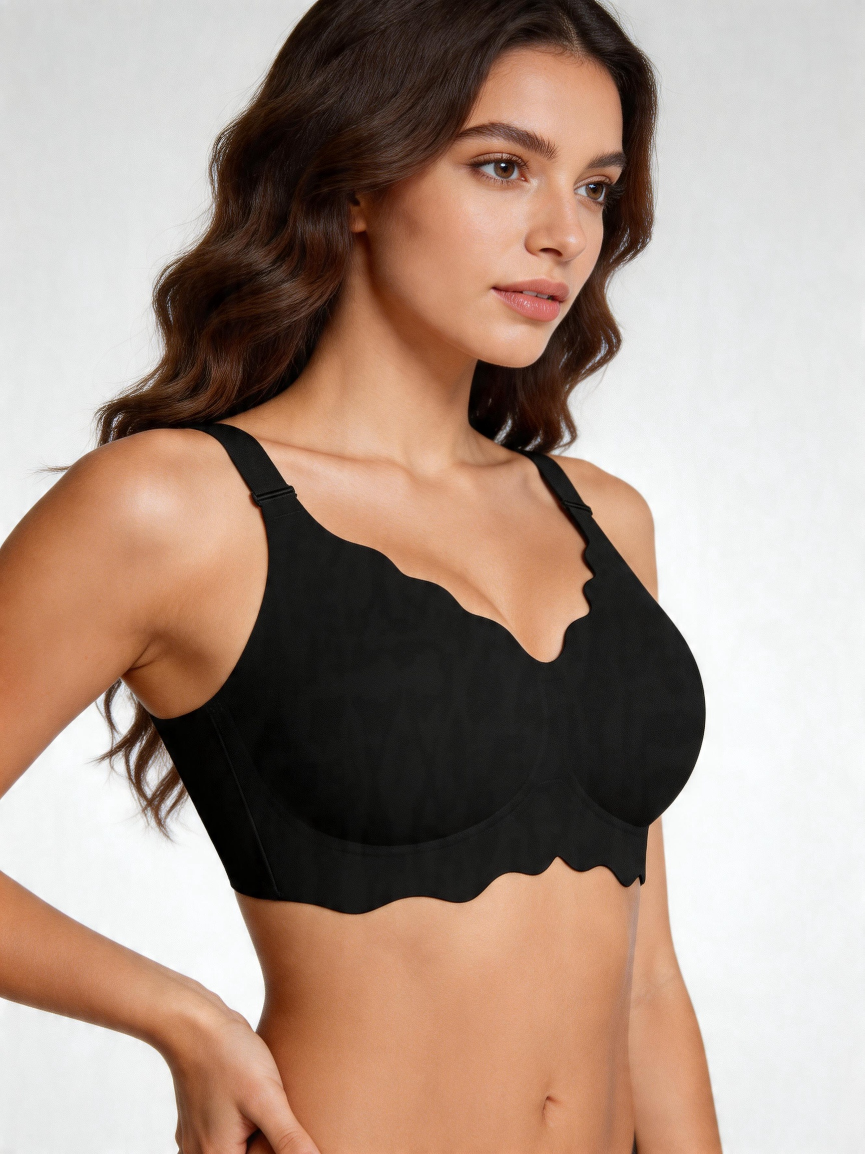 Scalloped Seamless Back Smoothing Support Jelly Bra