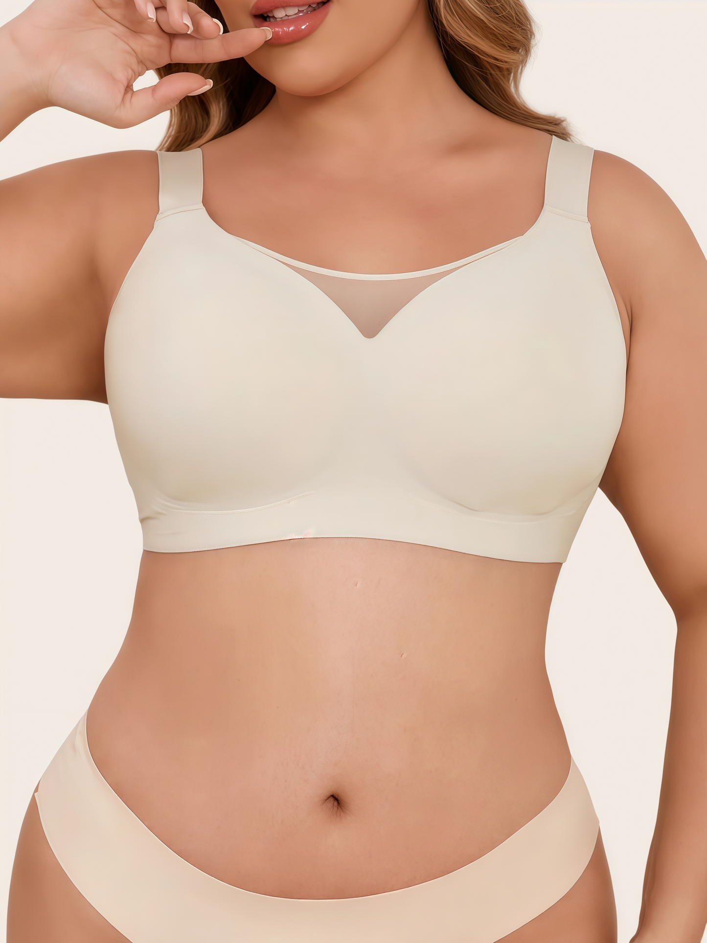 Plus Size Myst Mesh V Neck Wireless Bra