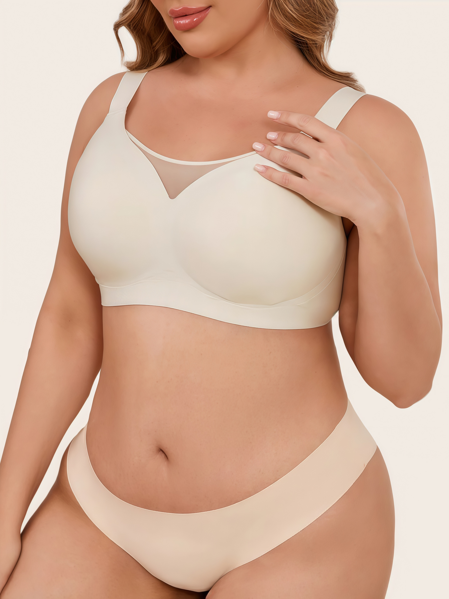 Plus Size Myst Mesh V Neck Wireless Bra