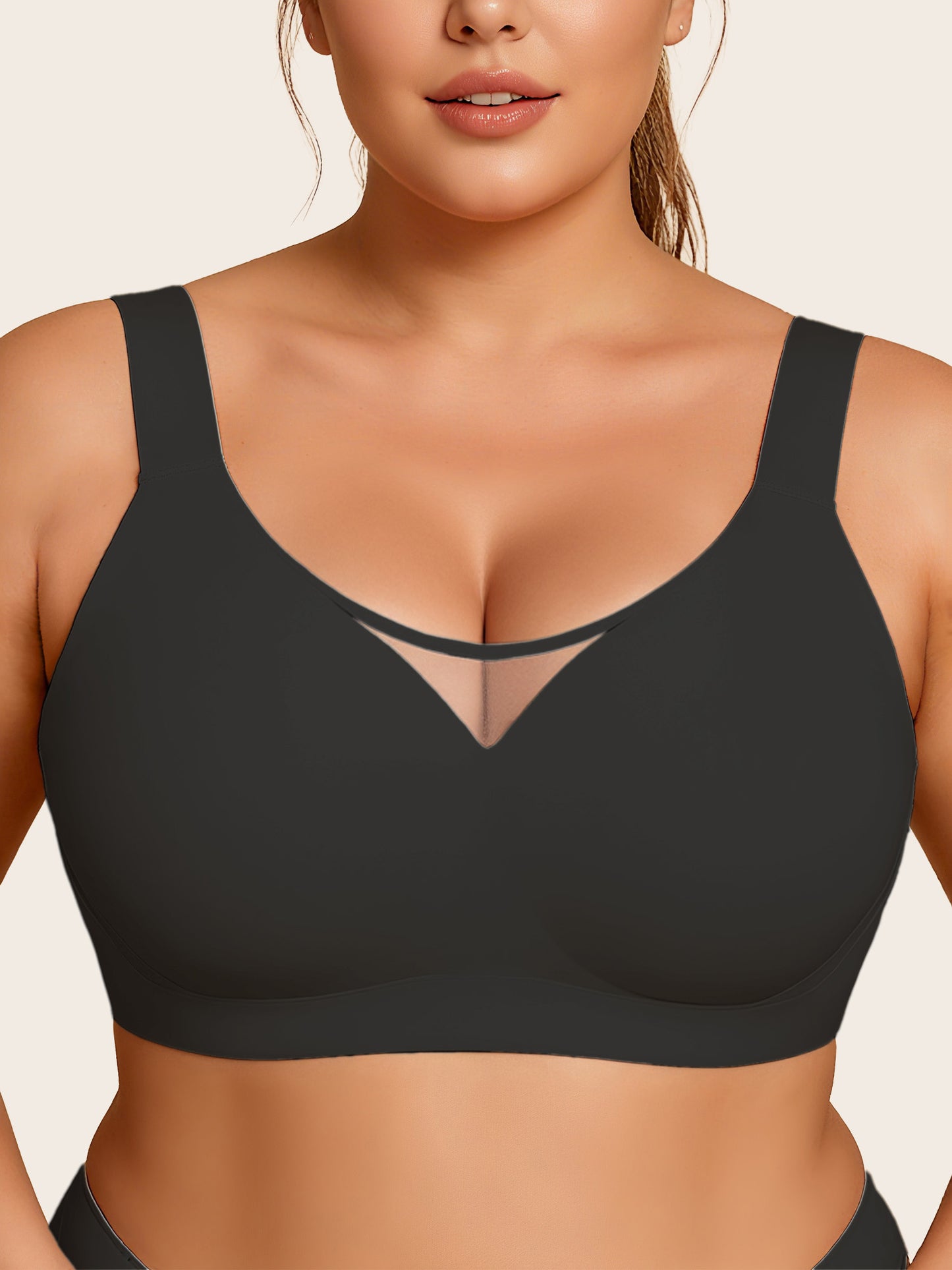 Plus Size Myst MeshV Neck Wireless Bra