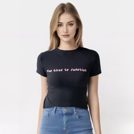 Soft Intention Women's Curve Shaping Chill Attitude Round Neck Tees: Too tired to function