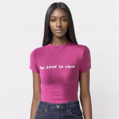 Soft Intention Women's Curve Shaping Chill Attitude Round Neck Tees: Too tired to care