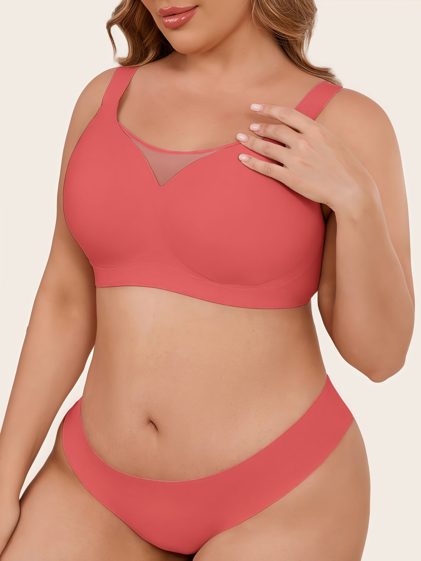 Plus Size Myst Mesh V Neck Wireless Bra