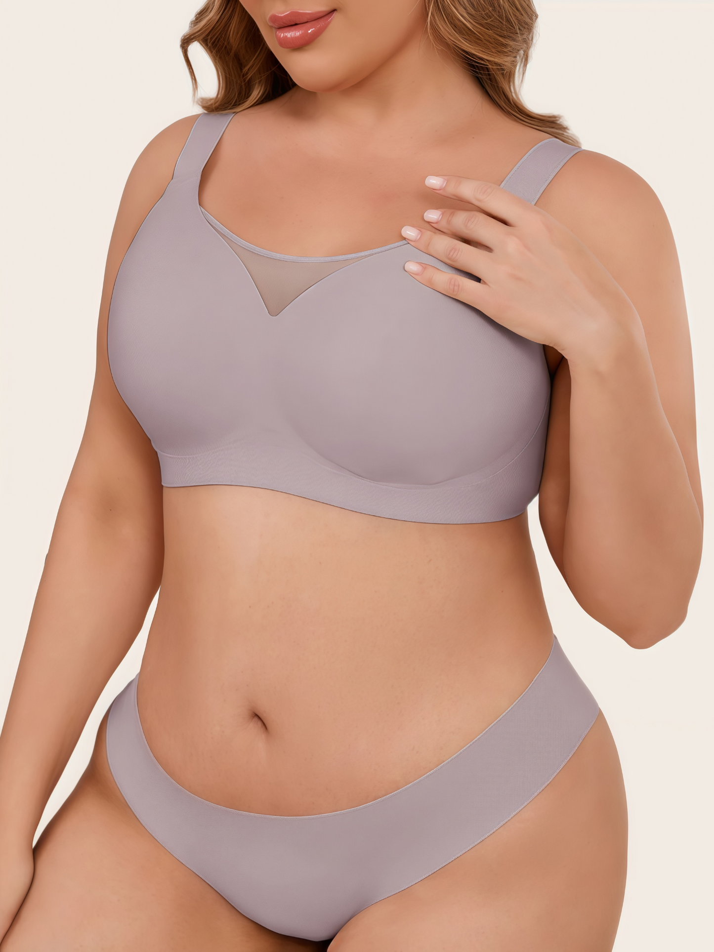 Plus Size Myst Mesh V Neck Wireless Bra