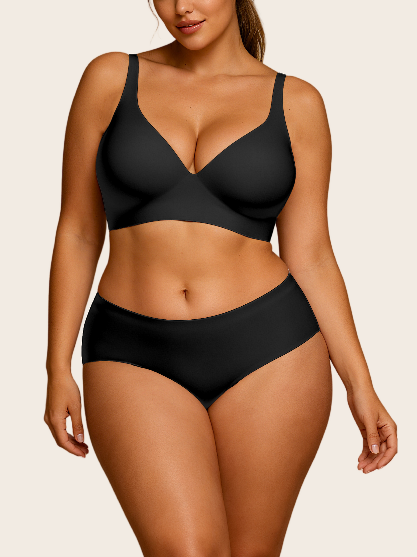 V Neck Seamless Comfort Matching Set