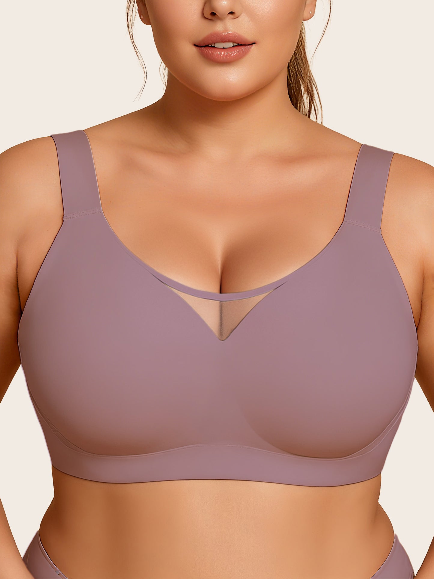Plus Size Myst MeshV Neck Wireless Bra