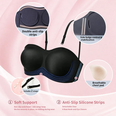 Jelly Lift Non-Slip Wireless Bandeau Strapless Bra