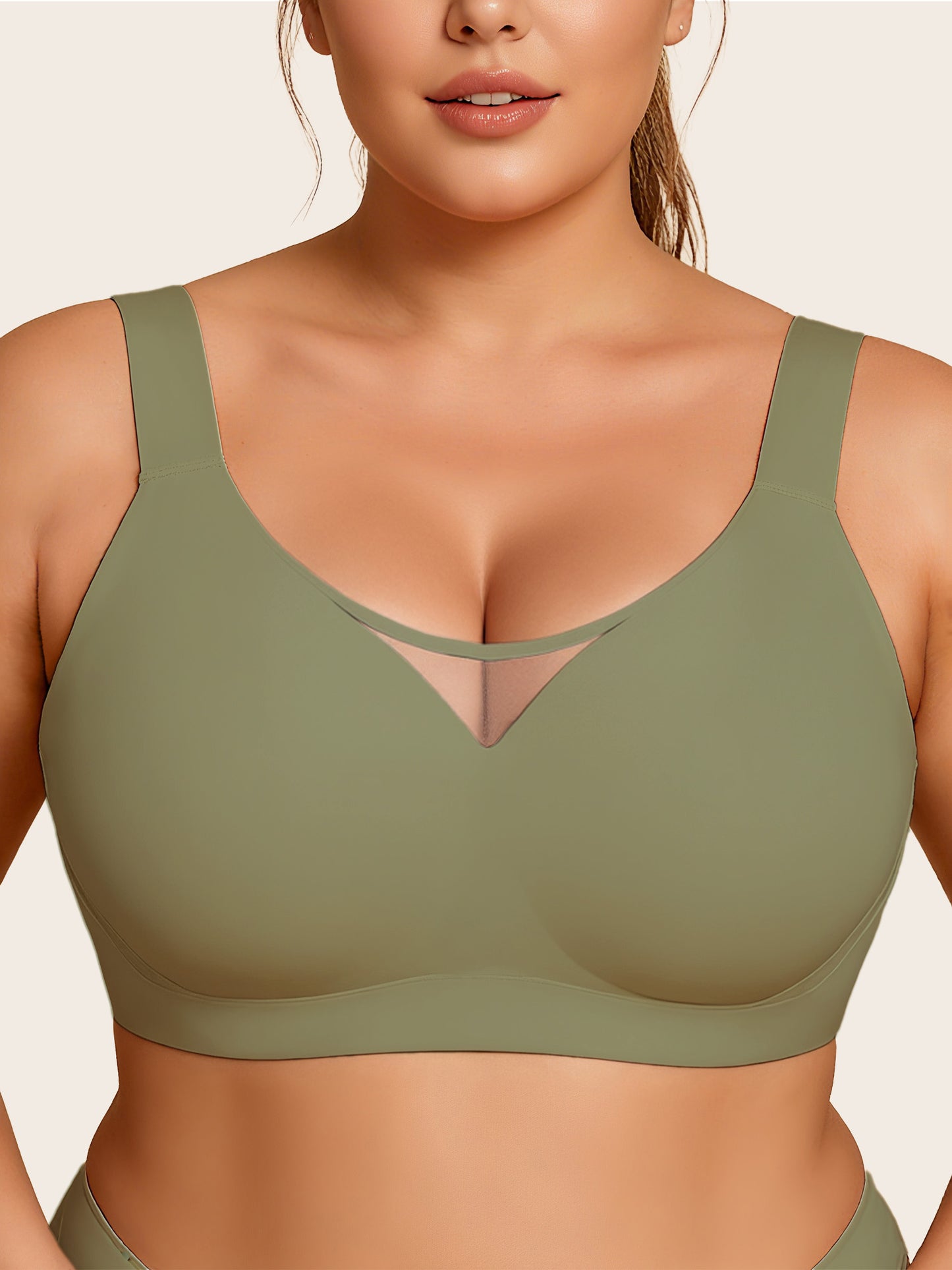 Plus Size Myst MeshV Neck Wireless Bra