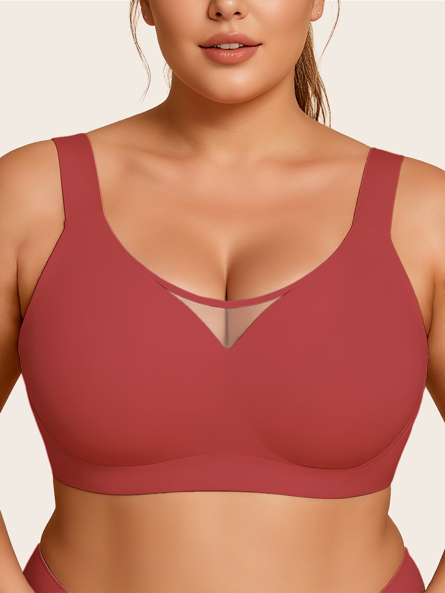 Plus Size Myst MeshV Neck Wireless Bra