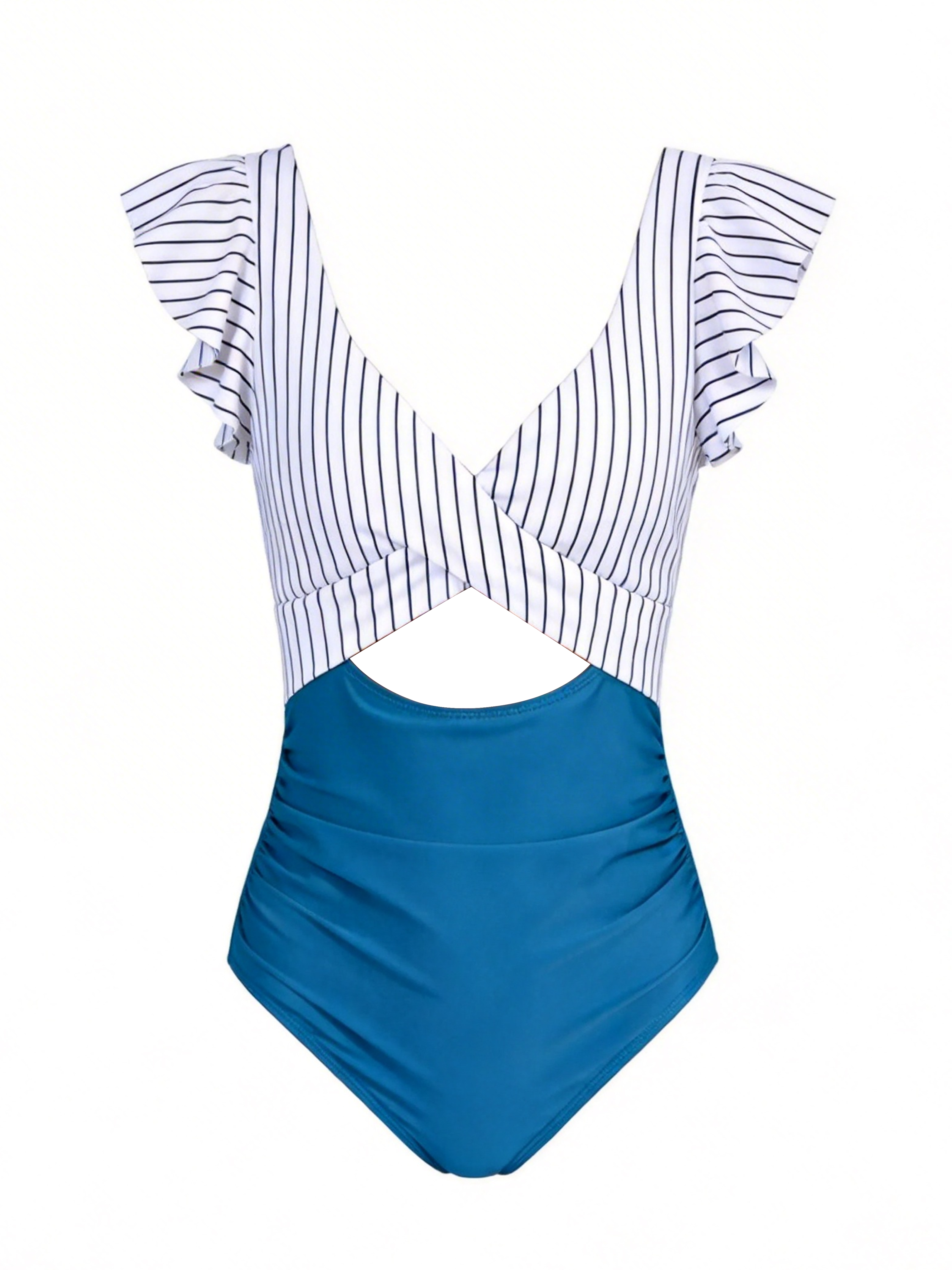 Ruffle Sleeve Cut-Out One Piece Swimsuit