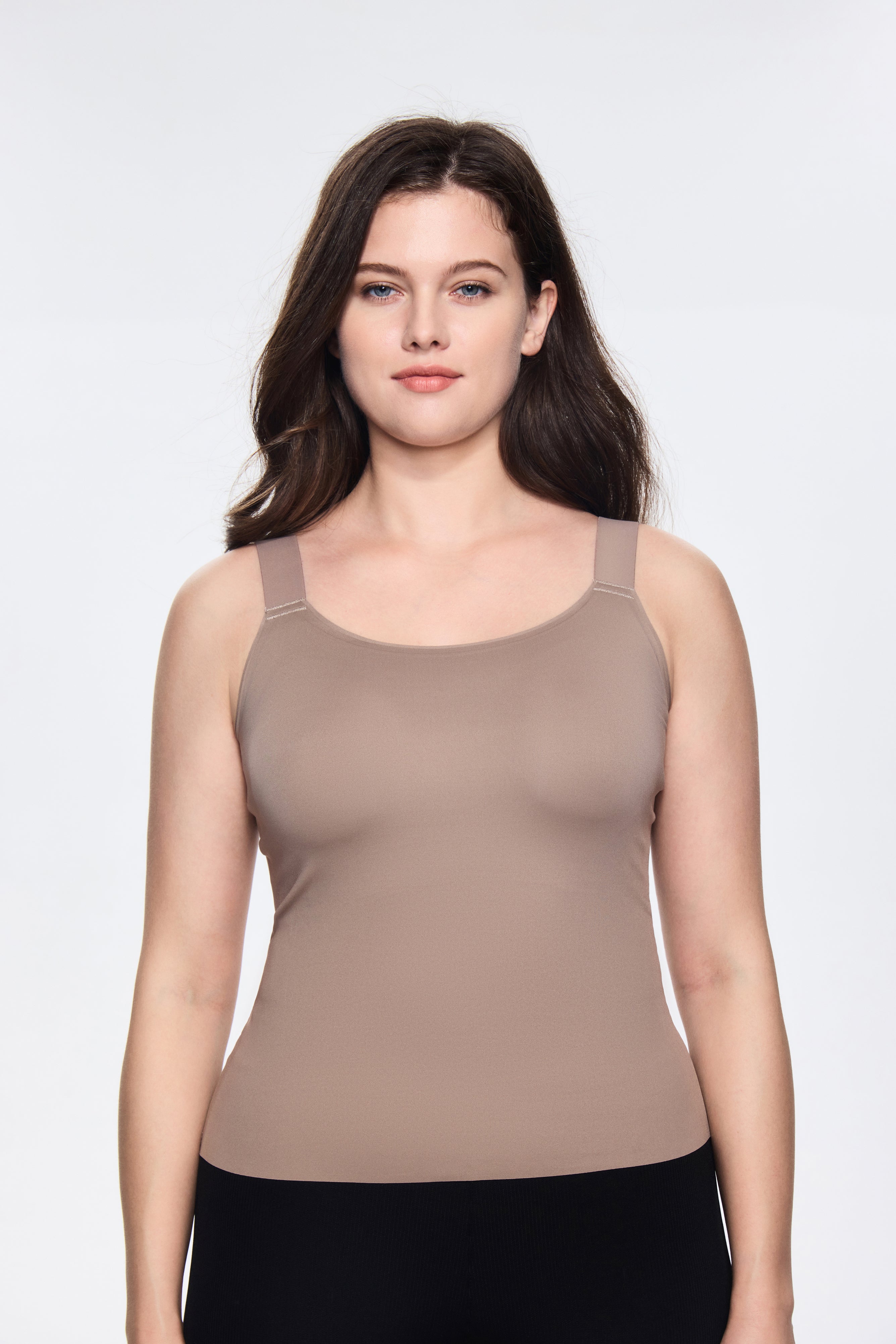 SOFT INTENTION In&Out Plus Size Cami with built-in bra - gray