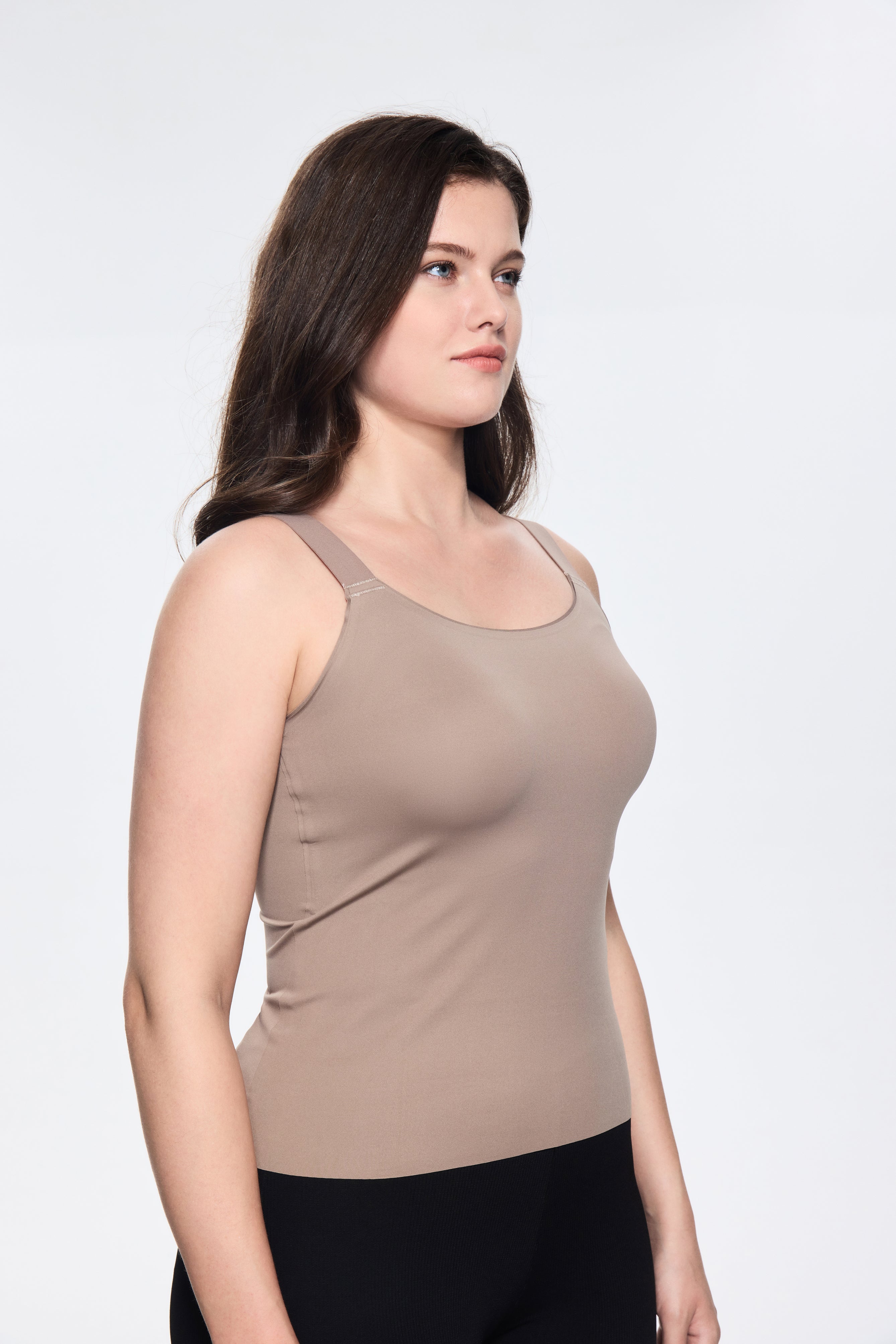 SOFT INTENTION In&Out Plus Size Cami with built-in bra - gray