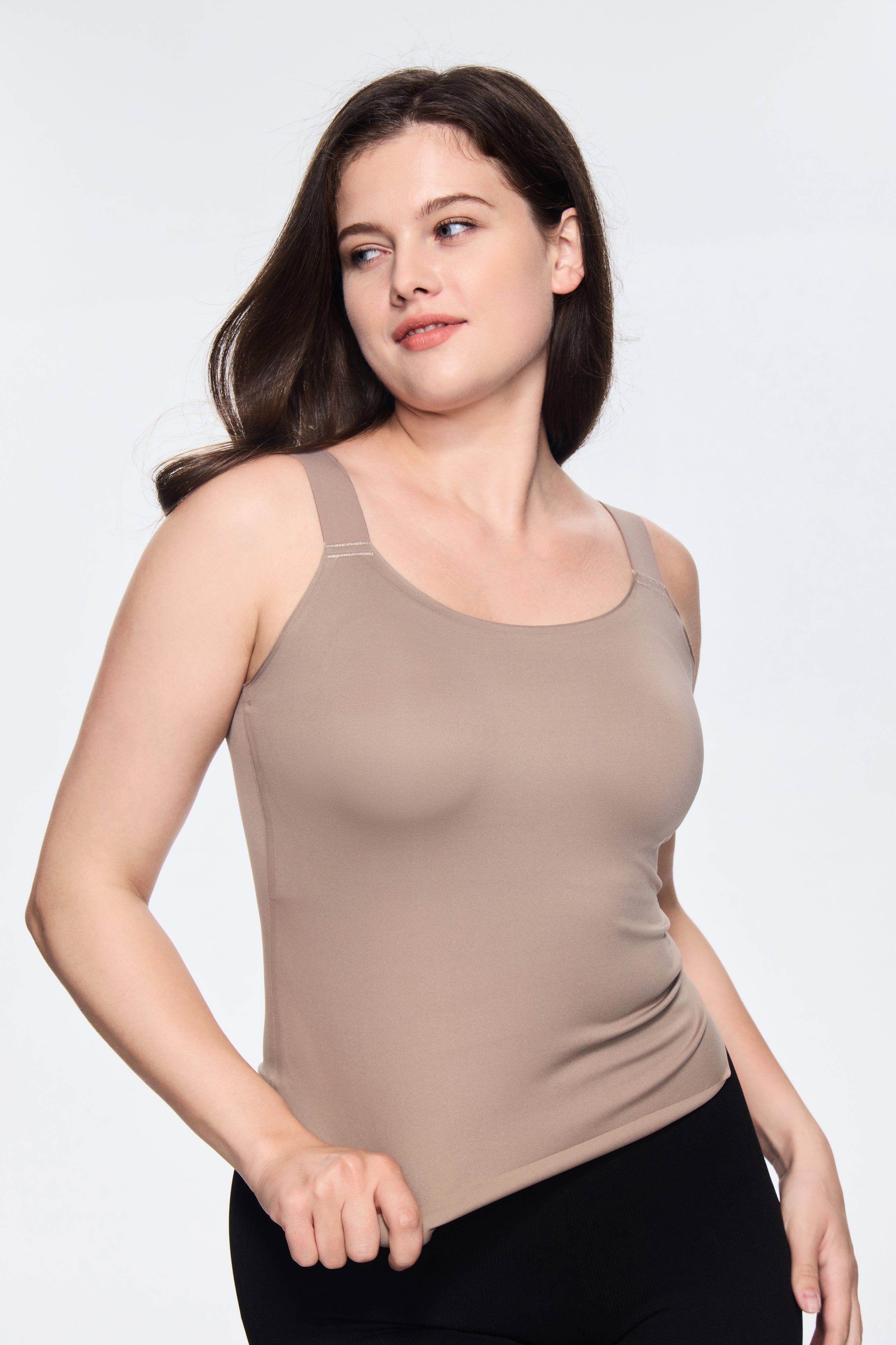 SOFT INTENTION In&Out Plus Size Cami with built-in bra - gray