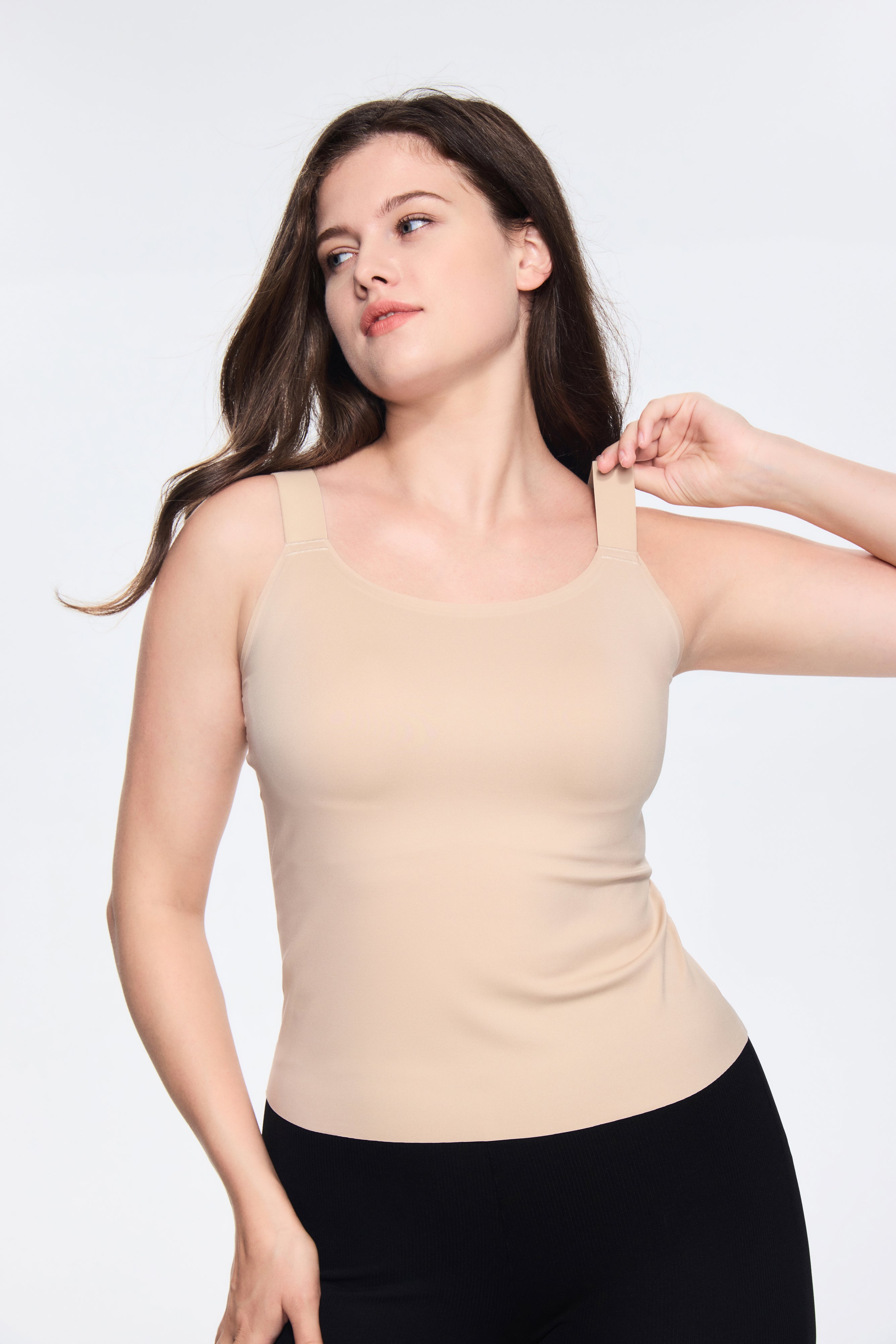 SOFT INTENTION In&Out Plus Size Cami with built-in bra - light skin