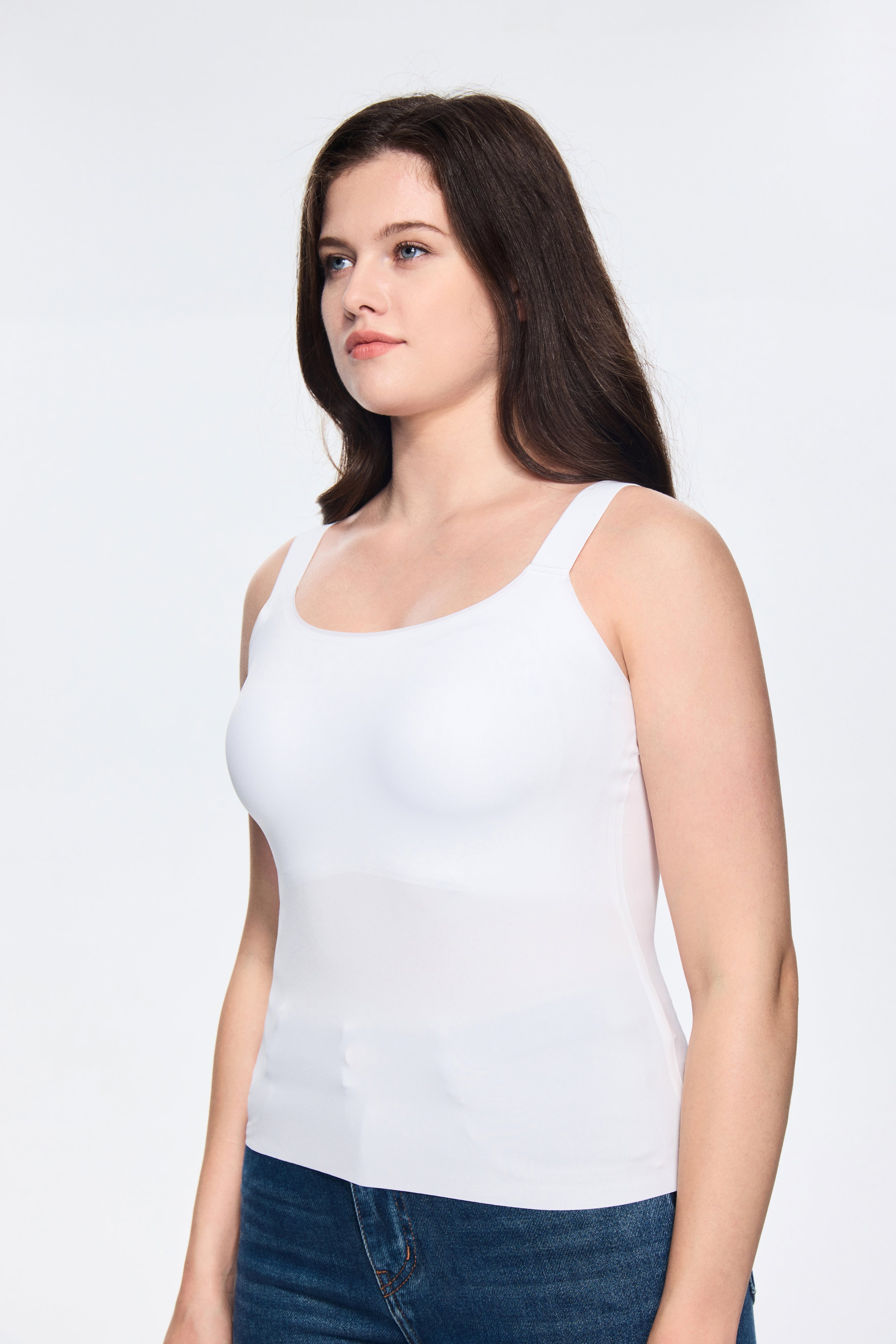 SOFT INTENTION In&Out Plus Size Cami with built-in bra - cream