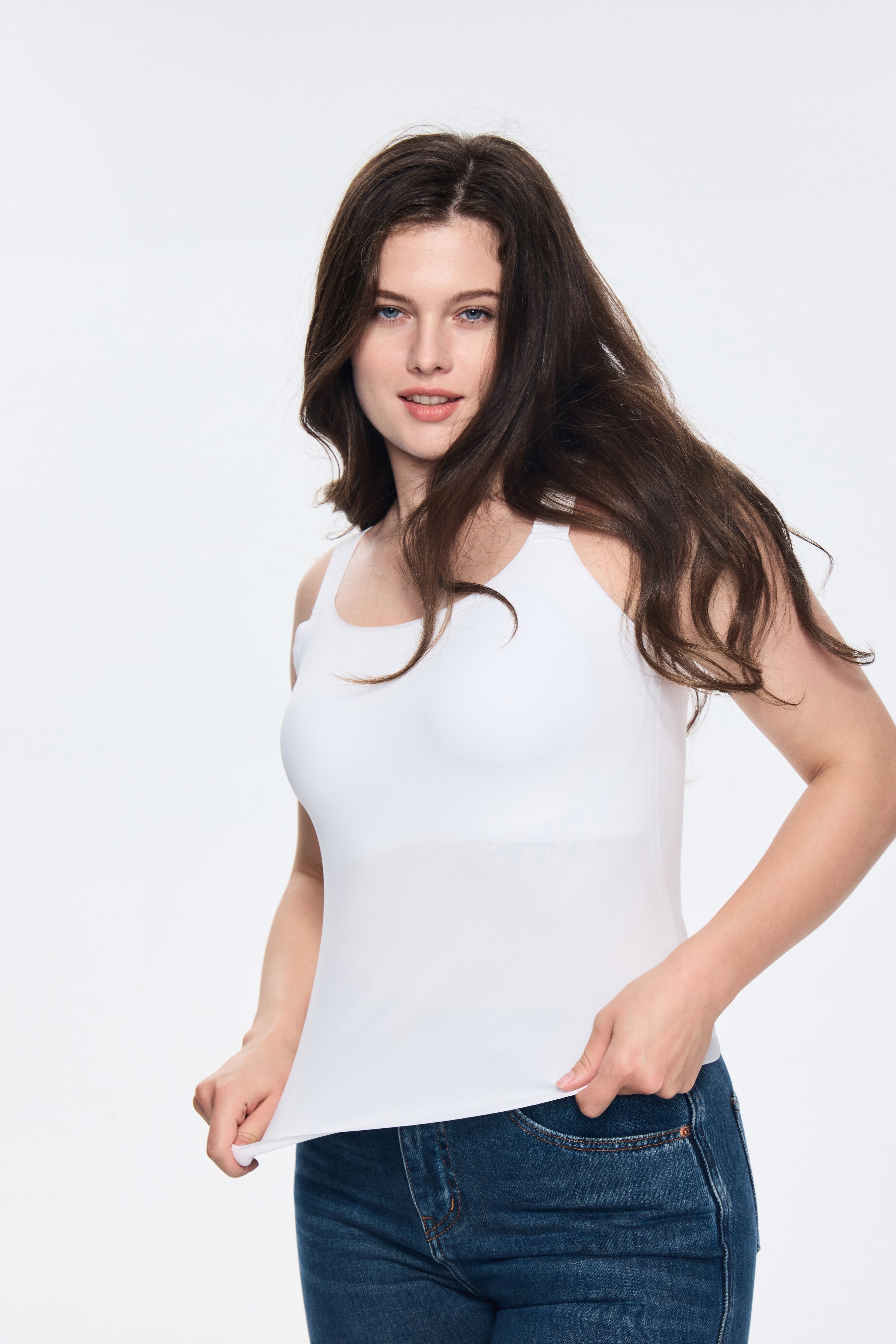 SOFT INTENTION In&Out Plus Size Cami with built-in bra - cream