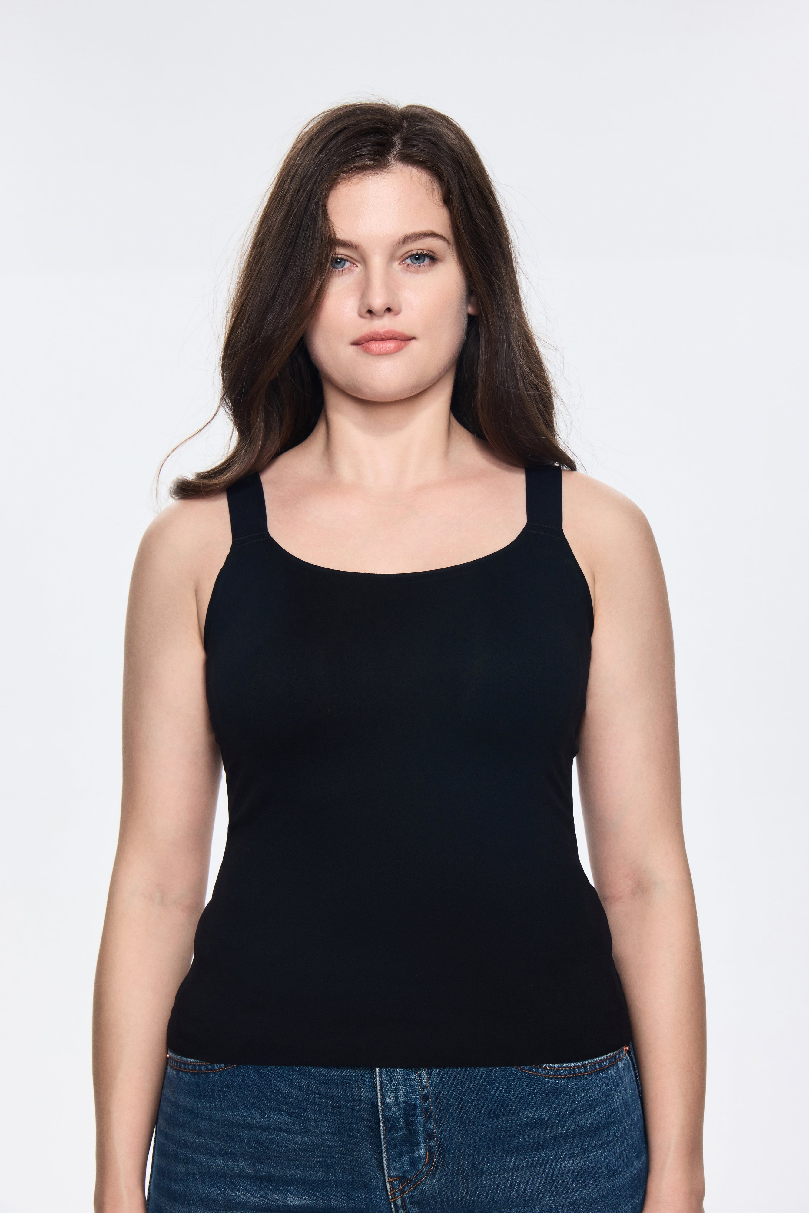 SOFT INTENTION In&Out Plus Size Cami with built-in bra - black