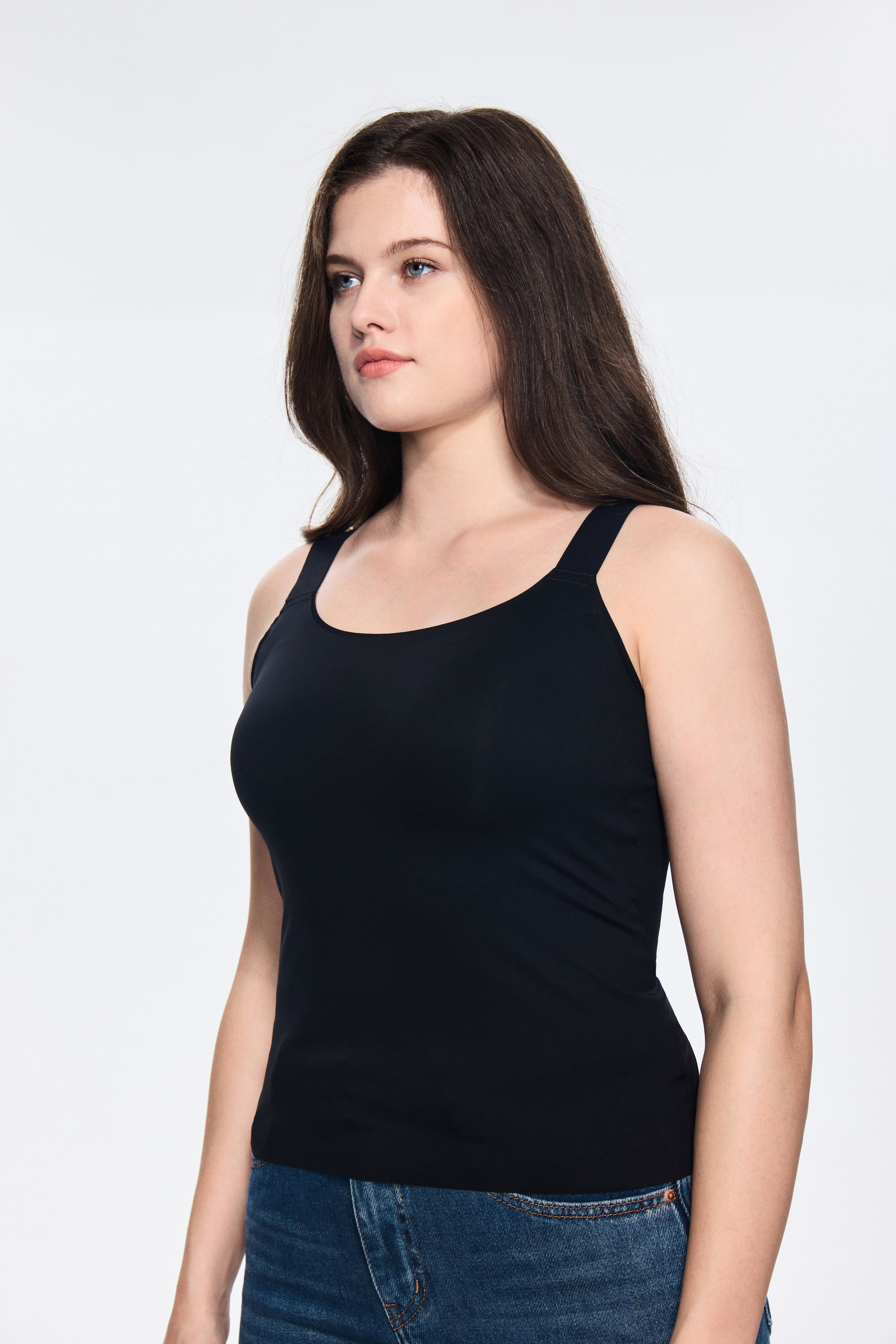 SOFT INTENTION In&Out Plus Size Cami with built-in bra - black