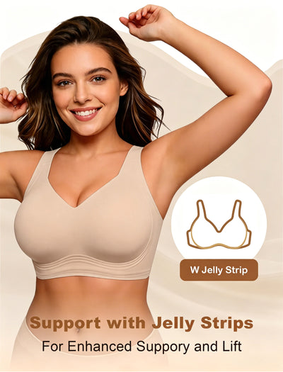 Wireless Full Coverage Seamless W-Shaped Jelly Strap Bra