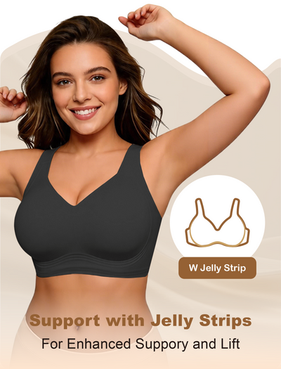 Wireless Full Coverage Seamless W-Shaped Jelly Strap Bra