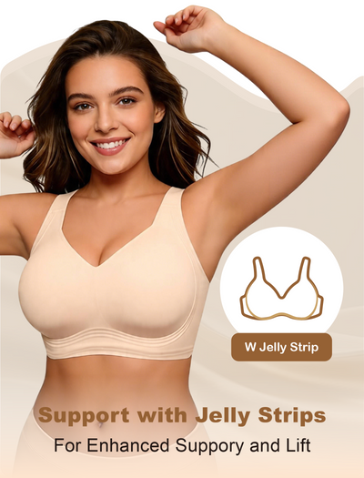 Wireless Full Coverage Seamless W-Shaped Jelly Strap Bra