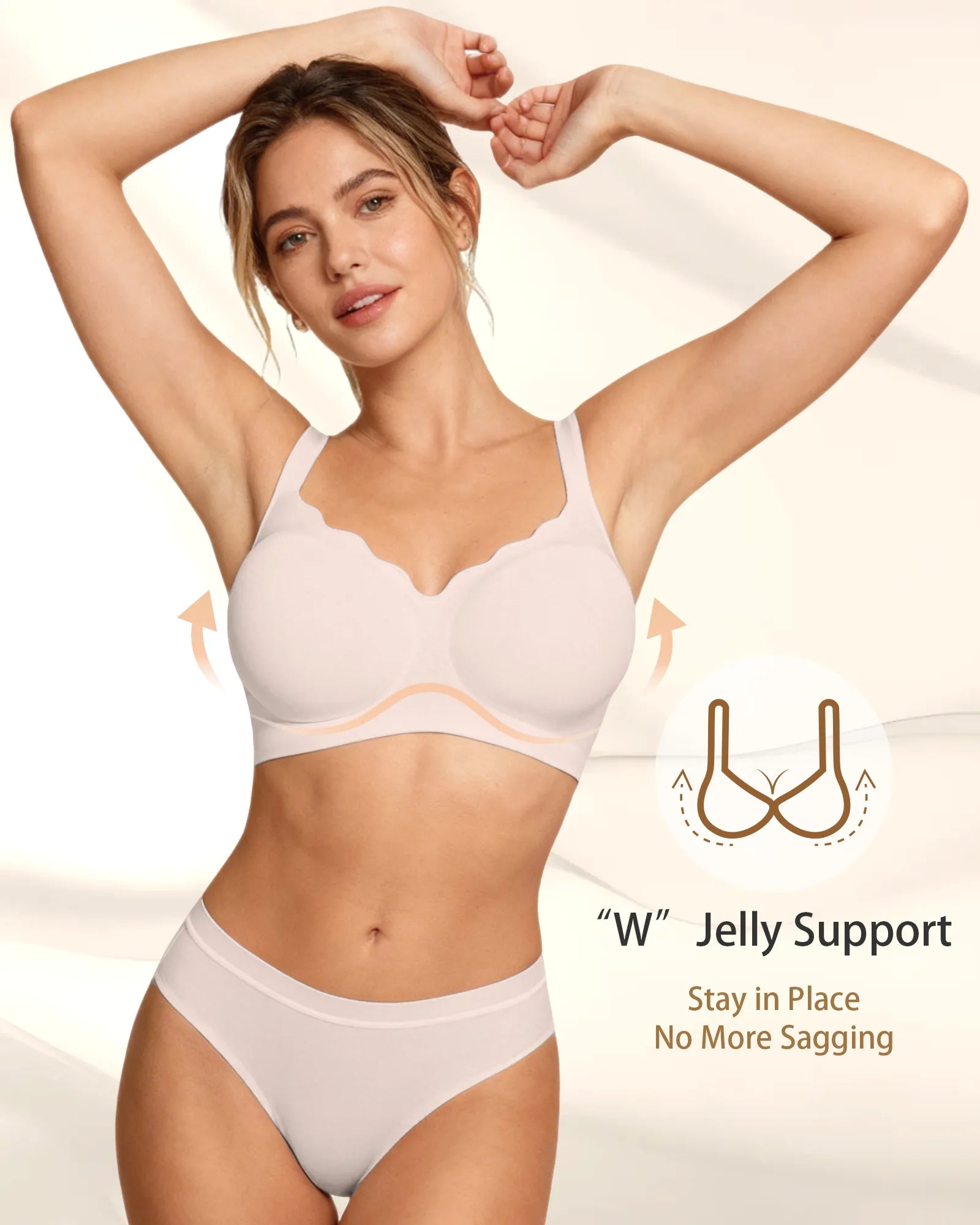 V Neck Scalloped Wireless Bra