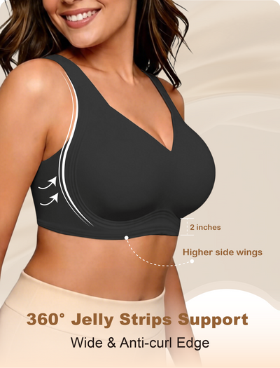 Wireless Full Coverage Seamless W-Shaped Jelly Strap Bra