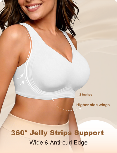 Wireless Full Coverage Seamless W-Shaped Jelly Strap Bra