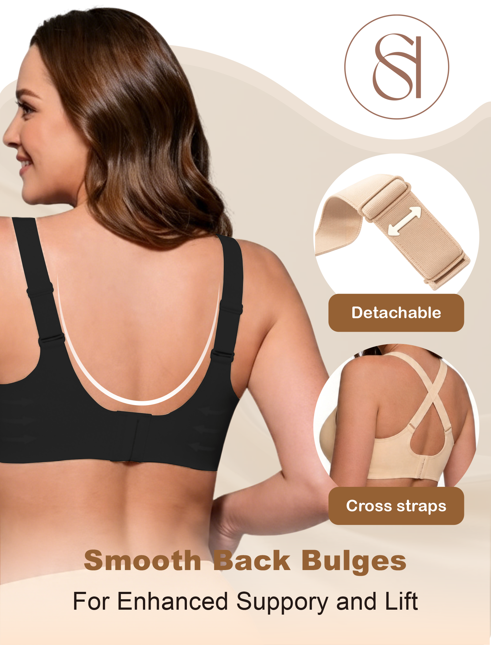 Wireless Full Coverage Seamless W-Shaped Jelly Strap Bra