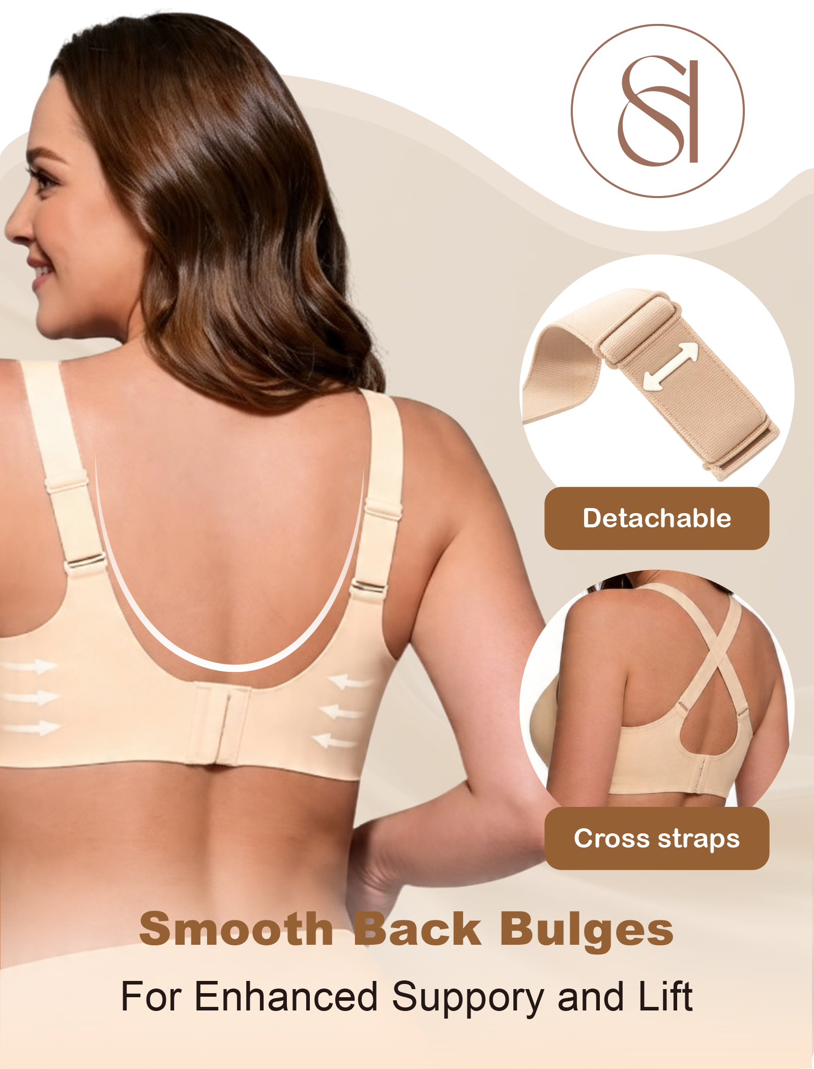 Wireless Full Coverage Seamless W-Shaped Jelly Strap Bra