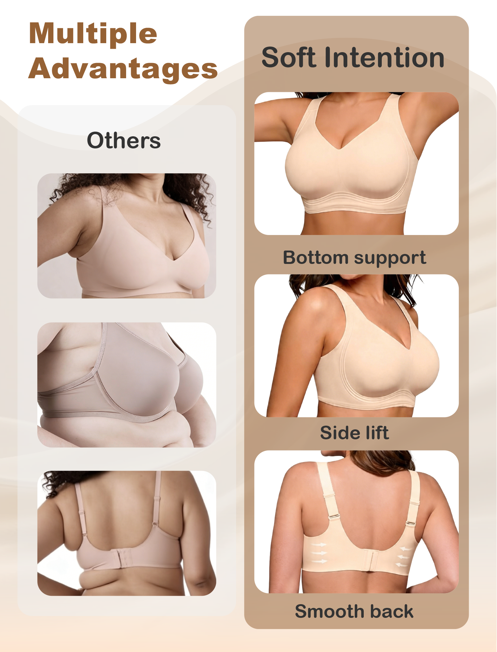 Wireless Full Coverage Seamless W-Shaped Jelly Strap Bra