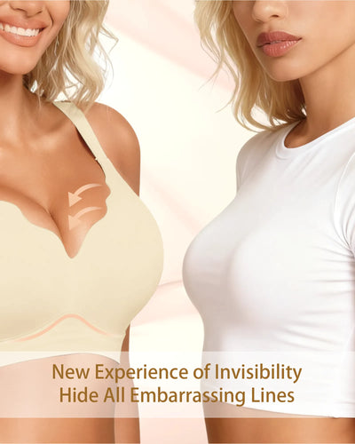 V Neck Scalloped Wireless Bra